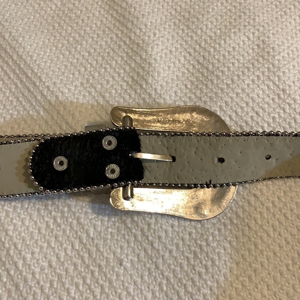 Studded Crystal Leather Cowhide Western Belt, L - Picture 7 of 8